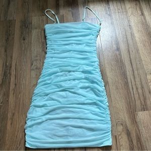 Blue ruched dress